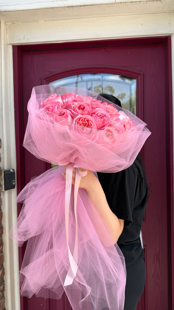 Garden Rose Tulle Bouquet
