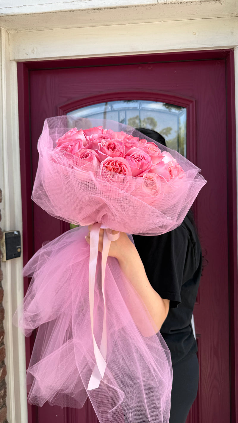 Garden Rose Tulle Bouquet