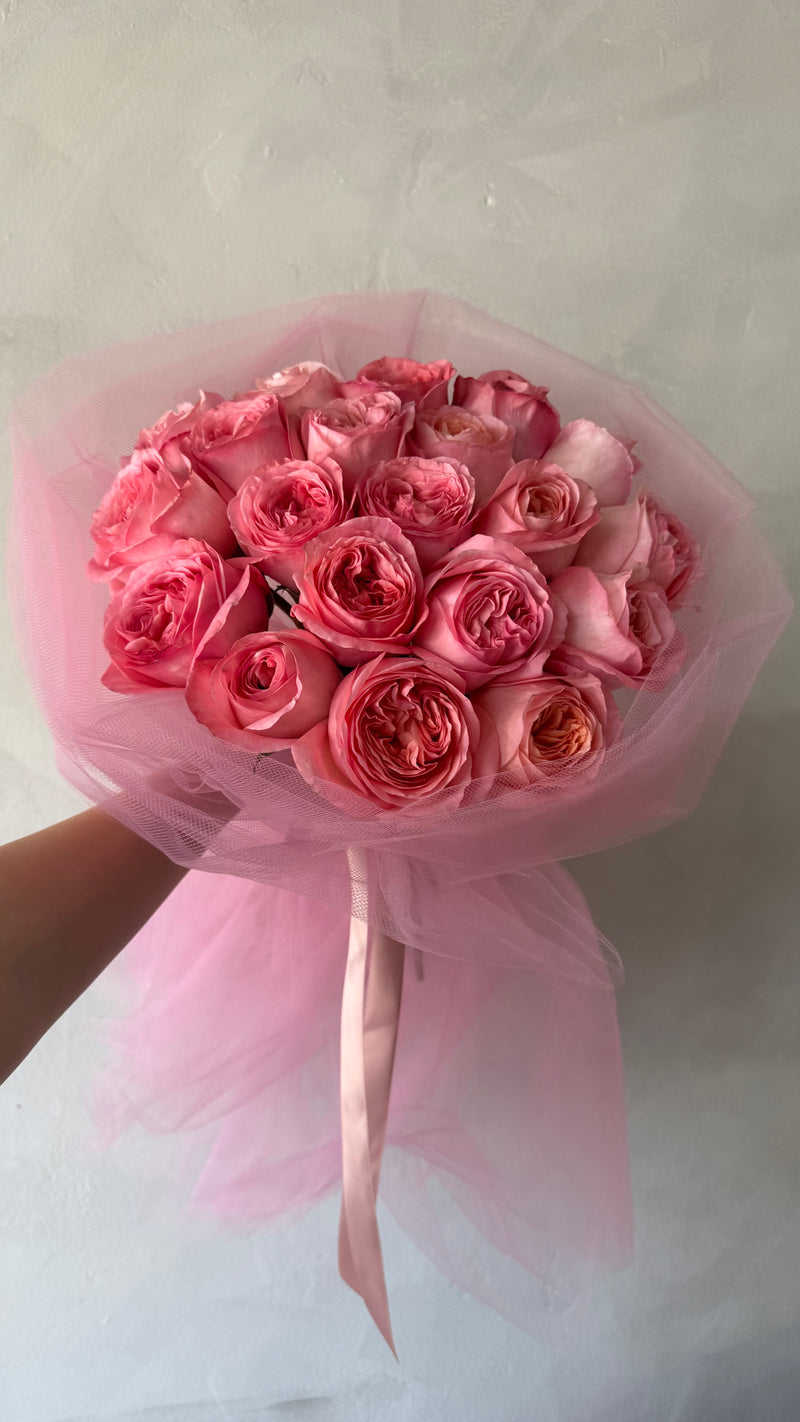 Garden Rose Tulle Bouquet
