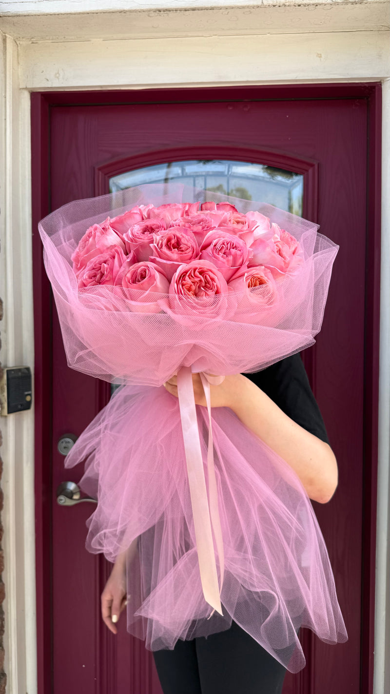 Garden Rose Tulle Bouquet