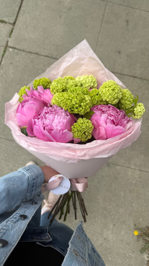 Peony + Vibernum Bouquet