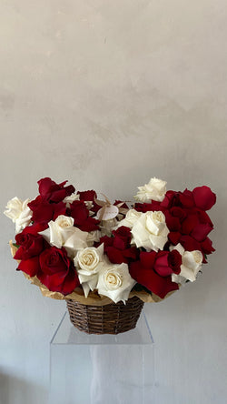 Red and White Rose Basket