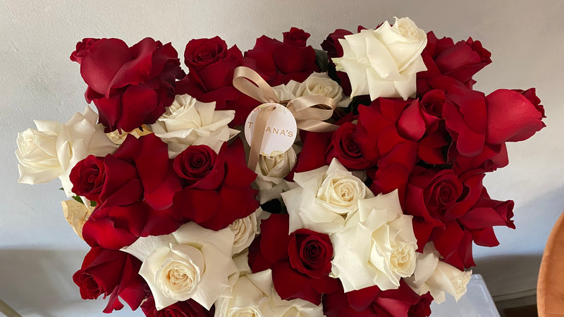 Red and White Rose Basket